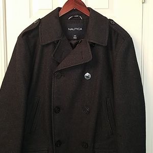 Nautica Mens Double Breasted Pea Coat Black M